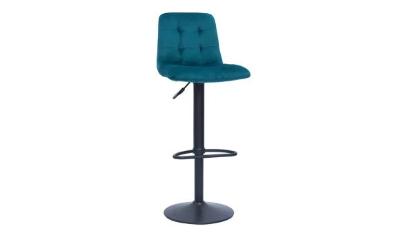 Tabourets De Bar Design Réglables Velours Gaufré Bleu Pétrole (lot De 2) ESCAPE 4