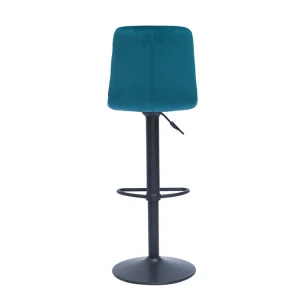 Tabourets De Bar Design Réglables Velours Gaufré Bleu Pétrole (lot De 2) ESCAPE 18