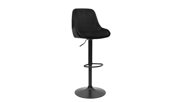 Les achats en ligne Tabourets De Bar Design Réglables Velours Noir (lot De 2) HOLO 4