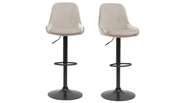 Tabourets De Bar Design Réglables Velours Taupe (lot De 2) HOLO Prix très abordable 1