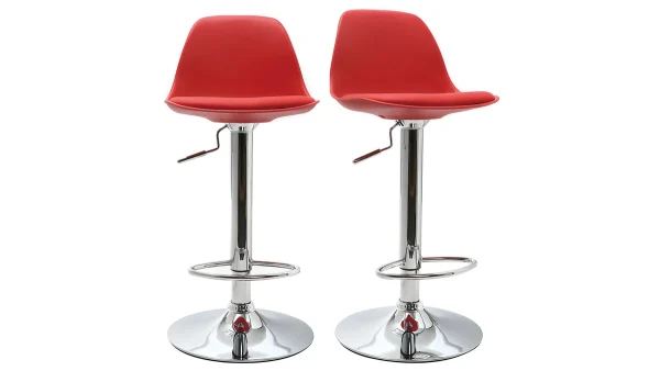 Officielle Tabourets De Bar Design Rouges (lot De 2) STEEVY 1