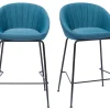 Tabourets De Bar Design Tissu Bleu Canard 65 Cm (lot De 2) SHERU 25