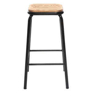 Tabourets De Bar Empilables Noir Et Bois Foncé H65 Cm (lot De 2) MEMPHIS 10