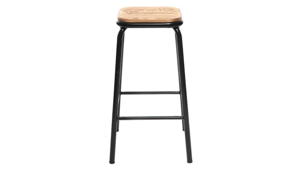 Tabourets De Bar Empilables Noir Et Bois Foncé H65 Cm (lot De 2) MEMPHIS 3