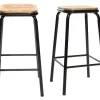 Tabourets De Bar Empilables Noir Et Bois Foncé H65 Cm (lot De 2) MEMPHIS 20