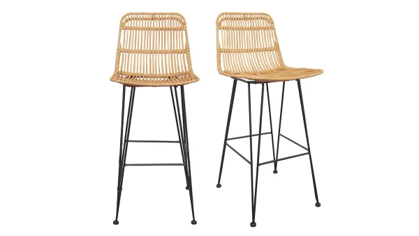 Tabourets De Bar En Rotin (lot De 2) MALACCA 1