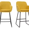 Tabourets De Bar En Tissu Effet Velours Jaune Moutarde H65 Cm (lot De 2) AMIKA 26