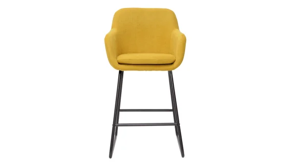 Meilleur Service Tabourets De Bar En Tissu Effet Velours Jaune Moutarde H65 Cm (lot De 2) AMIKA 3