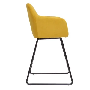 Tabourets De Bar En Tissu Effet Velours Jaune Moutarde H65 Cm (lot De 2) AMIKA 16