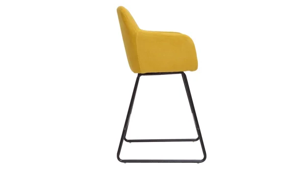 magasin solde Tabourets De Bar En Tissu Effet Velours Jaune Moutarde H65 Cm (lot De 2) AMIKA 5