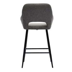 Tabourets De Bar En Tissu Effet Velours Texturé Gris Et Métal H65 Cm (lot De 2) LAURETTE 18