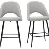 destockage Tabourets De Bar En Tissu Effet Velours Texturé Gris H65 Cm (lot De 2) COSETTE 25