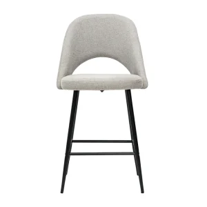 destockage Tabourets De Bar En Tissu Effet Velours Texturé Gris H65 Cm (lot De 2) COSETTE 11