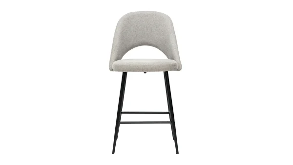 destockage Tabourets De Bar En Tissu Effet Velours Texturé Gris H65 Cm (lot De 2) COSETTE 3