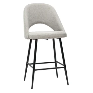 destockage Tabourets De Bar En Tissu Effet Velours Texturé Gris H65 Cm (lot De 2) COSETTE 13