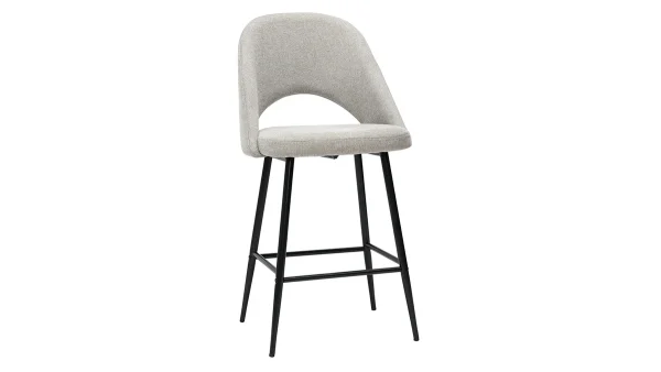 destockage Tabourets De Bar En Tissu Effet Velours Texturé Gris H65 Cm (lot De 2) COSETTE 4