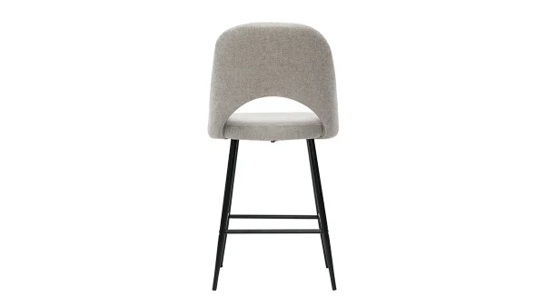 destockage Tabourets De Bar En Tissu Effet Velours Texturé Gris H65 Cm (lot De 2) COSETTE 6