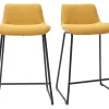 Tabourets De Bar En Tissu Effet Velours Texturé Jaune Moutarde Et Métal H65 Cm (lot De 2) BOOST soldes en ligne 25