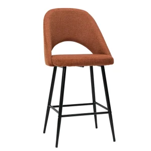 livraison la plus rapide Tabourets De Bar En Tissu Effet Velours Texturé Terre Brûlée H65 Cm (lot De 2) COSETTE 13