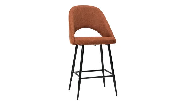 livraison la plus rapide Tabourets De Bar En Tissu Effet Velours Texturé Terre Brûlée H65 Cm (lot De 2) COSETTE 4