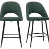 Tabourets De Bar En Tissu Effet Velours Texturé Vert H65 Cm (lot De 2) COSETTE 26