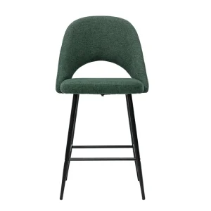 Livraison gratuite Tabourets De Bar En Tissu Effet Velours Texturé Vert H65 Cm (lot De 2) COSETTE 11