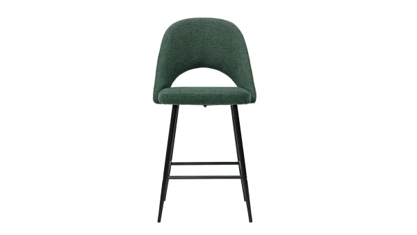 Livraison gratuite Tabourets De Bar En Tissu Effet Velours Texturé Vert H65 Cm (lot De 2) COSETTE 3