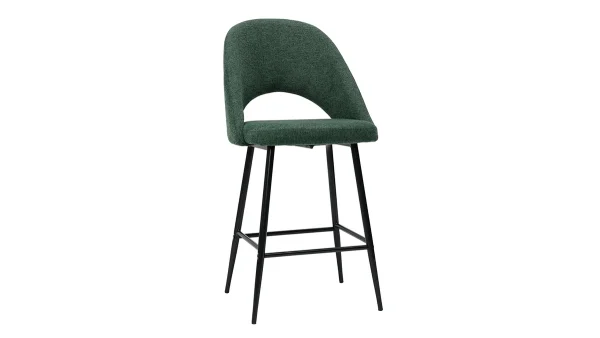 Tabourets De Bar En Tissu Effet Velours Texturé Vert H65 Cm (lot De 2) COSETTE 4