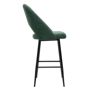 Livraison gratuite Tabourets De Bar En Tissu Effet Velours Texturé Vert H65 Cm (lot De 2) COSETTE 15