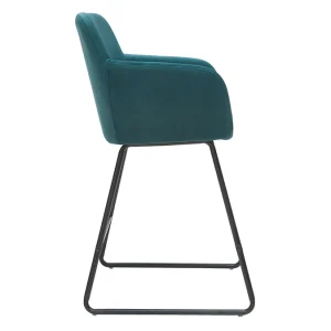 Nouvelle Collection Tabourets De Bar En Velours Bleu Pétrole H65 Cm (lot De 2) AMIKA 16