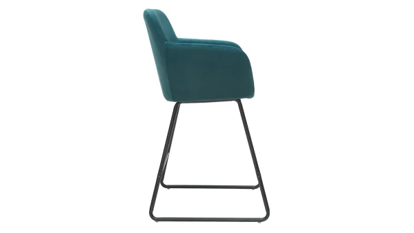 Nouvelle Collection Tabourets De Bar En Velours Bleu Pétrole H65 Cm (lot De 2) AMIKA 5