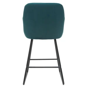 Nouvelle Collection Tabourets De Bar En Velours Bleu Pétrole H65 Cm (lot De 2) AMIKA 18