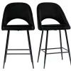 Tabourets De Bar En Velours Noir Et Métal H65 Cm (lot De 2) COSETTE 26