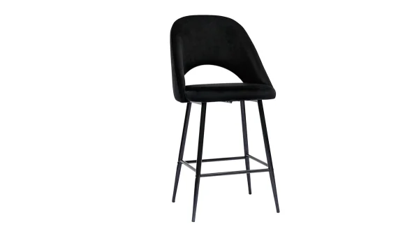 Tabourets De Bar En Velours Noir Et Métal H65 Cm (lot De 2) COSETTE 4