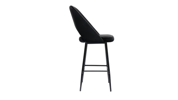 Tabourets De Bar En Velours Noir Et Métal H65 Cm (lot De 2) COSETTE 5