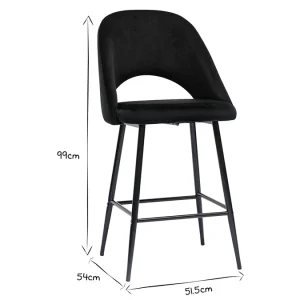 Tabourets De Bar En Velours Noir Et Métal H65 Cm (lot De 2) COSETTE 22