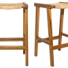 Tabourets De Bar Ethniques En Bois Teck Massif Et Cannage Rotin H65 Cm (lot De 2) GAWA 22