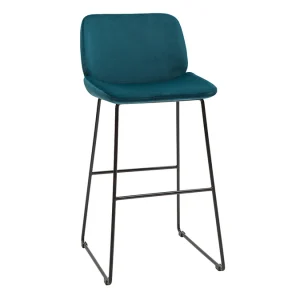 grande surprise Tabourets De Bar Fixes En Tissu Velours Bleu Canard Pieds Métal Noir H65 (lot De 2) KAOLY 14