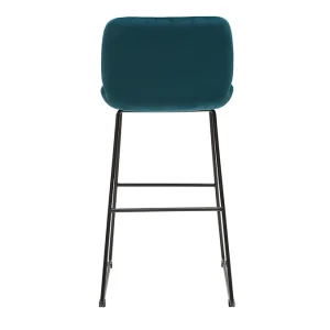 grande surprise Tabourets De Bar Fixes En Tissu Velours Bleu Canard Pieds Métal Noir H65 (lot De 2) KAOLY 18