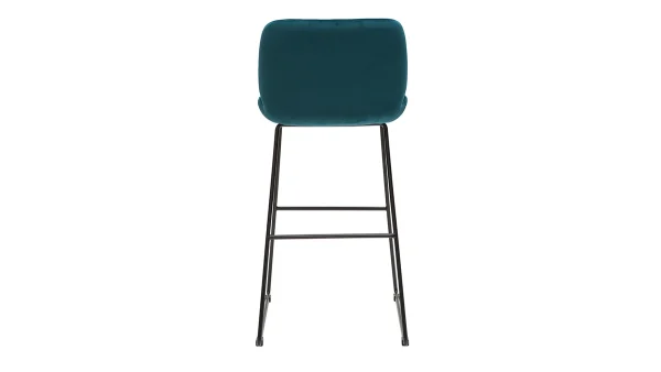 grande surprise Tabourets De Bar Fixes En Tissu Velours Bleu Canard Pieds Métal Noir H65 (lot De 2) KAOLY 6