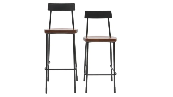 mode Tabourets De Bar Industriels Métal Et Bois 65 Cm (lot De 2) OUDIN 8