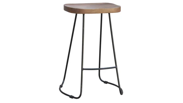 Tabourets De Bar Manguier Massif Et Métal 65 Cm (lot De 2) RUNKO vente pas cher 4