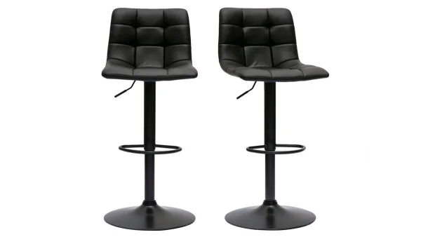 vente à bas prix Tabourets De Bar Réglables Design Noirs (lot De 2) MAXWELL 1