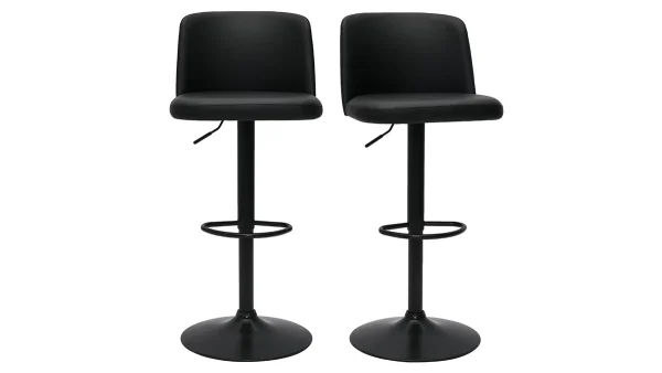 Tabourets De Bar Réglables En Polyuréthane Noir Et Métal Noir (lot De 2) MONTI 1