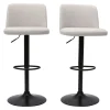 Tabourets De Bar Réglables En Tissu Effet Velours Texturé Beige Et Métal Noir (lot De 2) MONTI 28