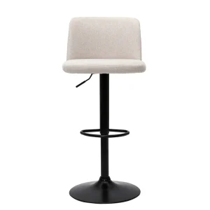 Tabourets De Bar Réglables En Tissu Effet Velours Texturé Beige Et Métal Noir (lot De 2) MONTI 12