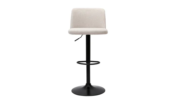 Tabourets De Bar Réglables En Tissu Effet Velours Texturé Beige Et Métal Noir (lot De 2) MONTI 3