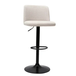 Tabourets De Bar Réglables En Tissu Effet Velours Texturé Beige Et Métal Noir (lot De 2) MONTI 14