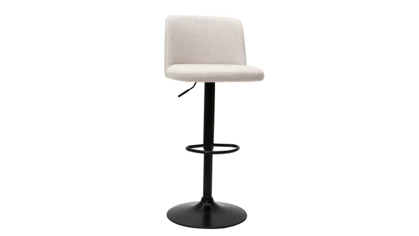 Tabourets De Bar Réglables En Tissu Effet Velours Texturé Beige Et Métal Noir (lot De 2) MONTI 4