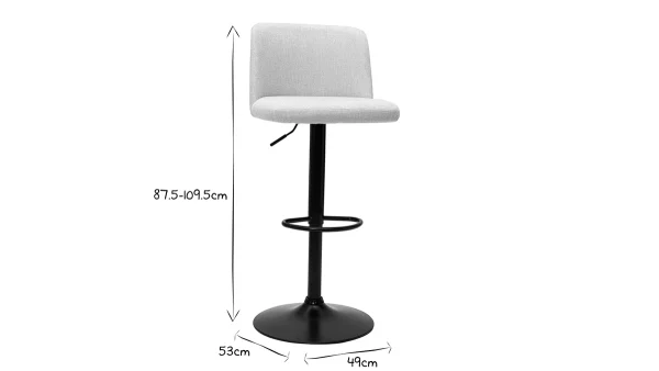 Tabourets De Bar Réglables En Tissu Effet Velours Texturé Beige Et Métal Noir (lot De 2) MONTI 8